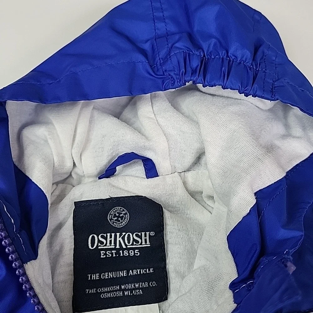 OSHKOSH -‎ Hooded Windbreaker Jacket Full Zip Size 3-6mo Blue